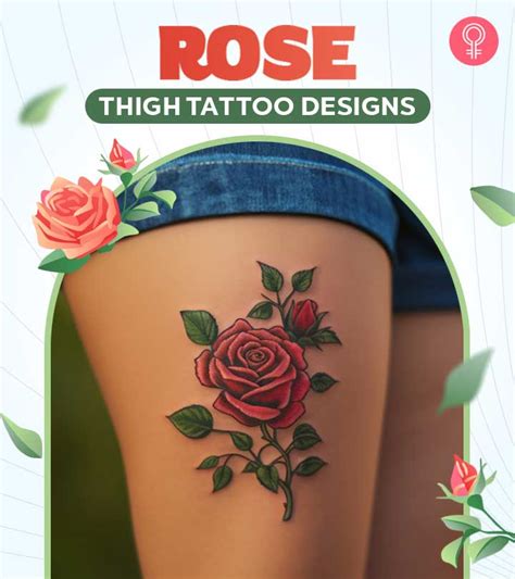 rose hip bum and thigh tattoos|Rose Thigh Tattoo Ideas